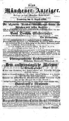 Münchener Anzeiger (Münchner neueste Nachrichten) Donnerstag 6. August 1868