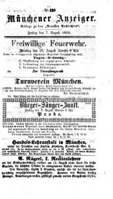 Münchener Anzeiger (Münchner neueste Nachrichten) Freitag 7. August 1868