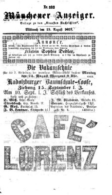 Münchener Anzeiger (Münchner neueste Nachrichten) Mittwoch 19. August 1868