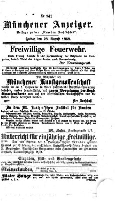 Münchener Anzeiger (Münchner neueste Nachrichten) Freitag 28. August 1868