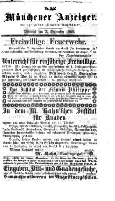 Münchener Anzeiger (Münchner neueste Nachrichten) Mittwoch 2. September 1868