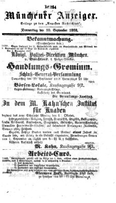 Münchener Anzeiger (Münchner neueste Nachrichten) Donnerstag 10. September 1868