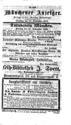 Münchener Anzeiger (Münchner neueste Nachrichten) Samstag 12. September 1868