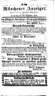 Münchener Anzeiger (Münchner neueste Nachrichten) Donnerstag 24. September 1868