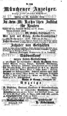 Münchener Anzeiger (Münchner neueste Nachrichten) Freitag 25. September 1868