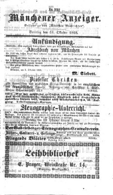 Münchener Anzeiger (Münchner neueste Nachrichten) Sonntag 18. Oktober 1868