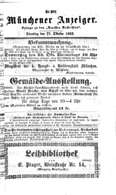 Münchener Anzeiger (Münchner neueste Nachrichten) Dienstag 27. Oktober 1868