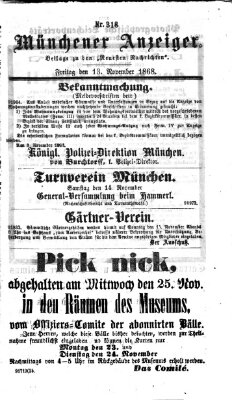 Münchener Anzeiger (Münchner neueste Nachrichten) Freitag 13. November 1868