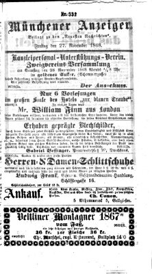 Münchener Anzeiger (Münchner neueste Nachrichten) Freitag 27. November 1868