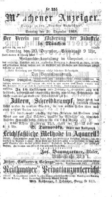 Münchener Anzeiger (Münchner neueste Nachrichten) Sonntag 20. Dezember 1868