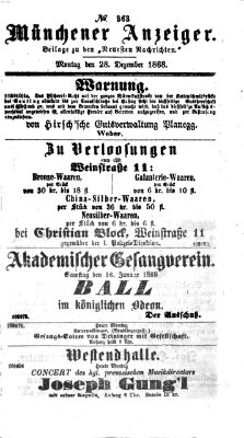 Münchener Anzeiger (Münchner neueste Nachrichten) Montag 28. Dezember 1868