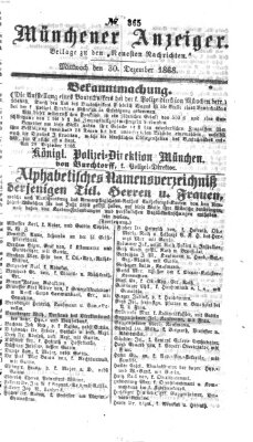 Münchener Anzeiger (Münchner neueste Nachrichten) Mittwoch 30. Dezember 1868