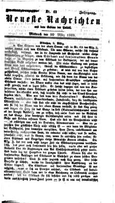 Neueste Nachrichten aus dem Gebiete der Politik (Münchner neueste Nachrichten) Mittwoch 10. März 1869