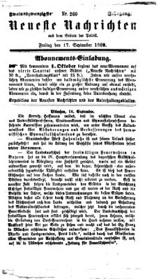 Neueste Nachrichten aus dem Gebiete der Politik (Münchner neueste Nachrichten) Freitag 17. September 1869