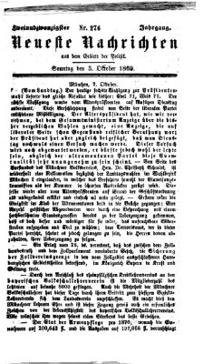 Neueste Nachrichten aus dem Gebiete der Politik (Münchner neueste Nachrichten) Sonntag 3. Oktober 1869