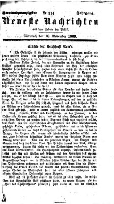 Neueste Nachrichten aus dem Gebiete der Politik (Münchner neueste Nachrichten) Mittwoch 10. November 1869