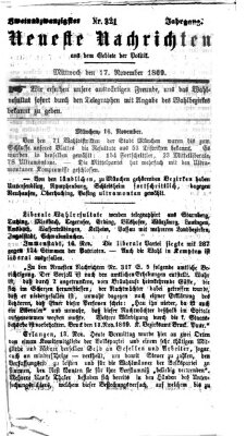 Neueste Nachrichten aus dem Gebiete der Politik (Münchner neueste Nachrichten) Mittwoch 17. November 1869