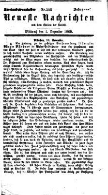 Neueste Nachrichten aus dem Gebiete der Politik (Münchner neueste Nachrichten) Mittwoch 1. Dezember 1869