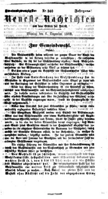 Neueste Nachrichten aus dem Gebiete der Politik (Münchner neueste Nachrichten) Montag 6. Dezember 1869