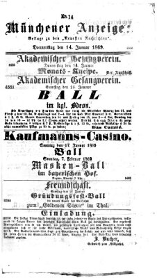 Münchener Anzeiger (Münchner neueste Nachrichten) Donnerstag 14. Januar 1869