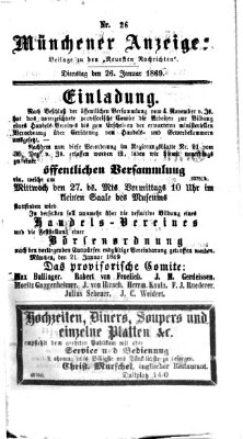 Münchener Anzeiger (Münchner neueste Nachrichten) Dienstag 26. Januar 1869