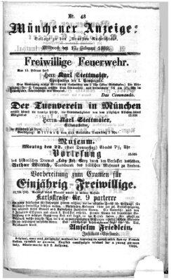 Münchener Anzeiger (Münchner neueste Nachrichten) Mittwoch 17. Februar 1869