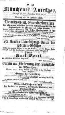 Münchener Anzeiger (Münchner neueste Nachrichten) Sonntag 28. Februar 1869