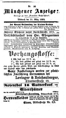 Münchener Anzeiger (Münchner neueste Nachrichten) Mittwoch 31. März 1869