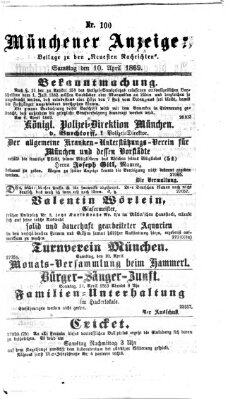 Münchener Anzeiger (Münchner neueste Nachrichten) Samstag 10. April 1869