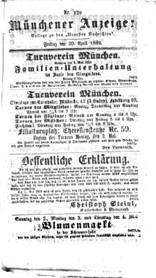 Münchener Anzeiger (Münchner neueste Nachrichten) Freitag 30. April 1869