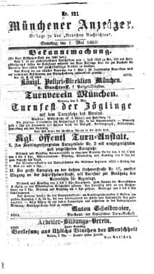 Münchener Anzeiger (Münchner neueste Nachrichten) Samstag 1. Mai 1869