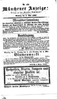 Münchener Anzeiger (Münchner neueste Nachrichten) Sonntag 2. Mai 1869