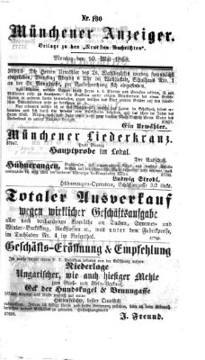 Münchener Anzeiger (Münchner neueste Nachrichten) Montag 10. Mai 1869