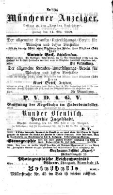 Münchener Anzeiger (Münchner neueste Nachrichten) Freitag 14. Mai 1869