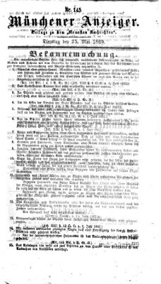 Münchener Anzeiger (Münchner neueste Nachrichten) Dienstag 25. Mai 1869