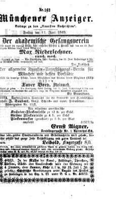 Münchener Anzeiger (Münchner neueste Nachrichten) Freitag 11. Juni 1869