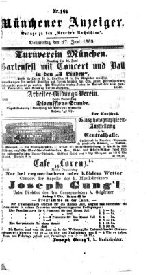 Münchener Anzeiger (Münchner neueste Nachrichten) Donnerstag 17. Juni 1869