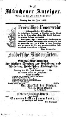 Münchener Anzeiger (Münchner neueste Nachrichten) Samstag 19. Juni 1869