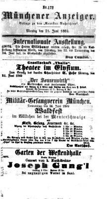 Münchener Anzeiger (Münchner neueste Nachrichten) Montag 21. Juni 1869