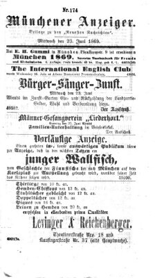 Münchener Anzeiger (Münchner neueste Nachrichten) Mittwoch 23. Juni 1869