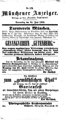 Münchener Anzeiger (Münchner neueste Nachrichten) Donnerstag 24. Juni 1869