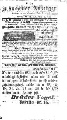 Münchener Anzeiger (Münchner neueste Nachrichten) Montag 28. Juni 1869