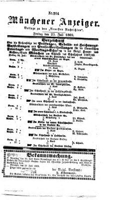 Münchener Anzeiger (Münchner neueste Nachrichten) Freitag 23. Juli 1869