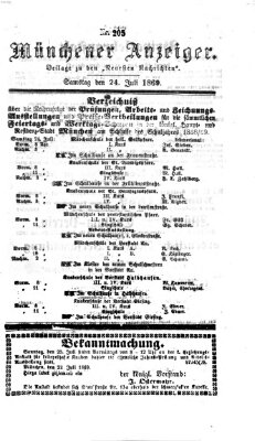 Münchener Anzeiger (Münchner neueste Nachrichten) Samstag 24. Juli 1869