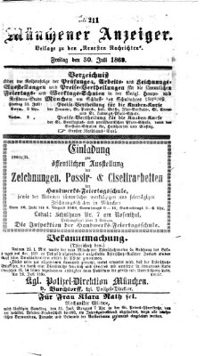 Münchener Anzeiger (Münchner neueste Nachrichten) Freitag 30. Juli 1869