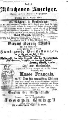 Münchener Anzeiger (Münchner neueste Nachrichten) Montag 2. August 1869