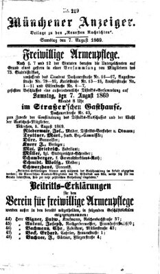 Münchener Anzeiger (Münchner neueste Nachrichten) Samstag 7. August 1869