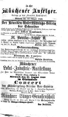 Münchener Anzeiger (Münchner neueste Nachrichten) Mittwoch 25. August 1869