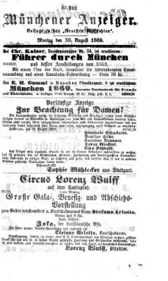 Münchener Anzeiger (Münchner neueste Nachrichten) Montag 30. August 1869