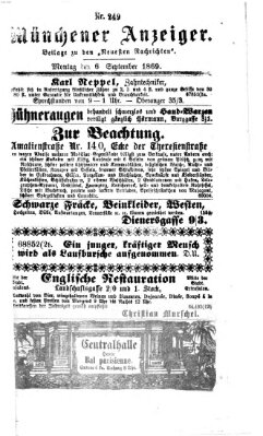 Münchener Anzeiger (Münchner neueste Nachrichten) Montag 6. September 1869